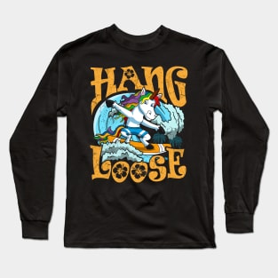 Surfing Unicorn Hang Loose Long Sleeve T-Shirt